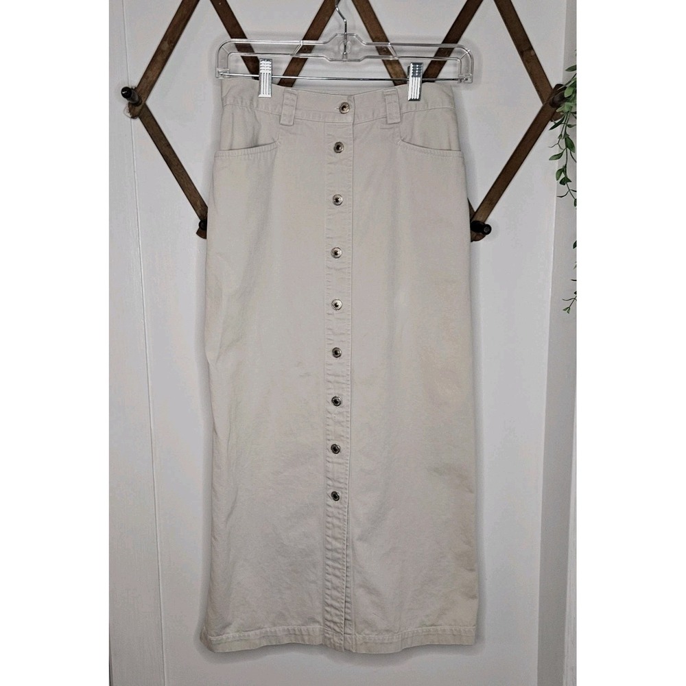 Vintage Marsh Landing Khaki Button‎ Down Maxi Skirt Sz 6